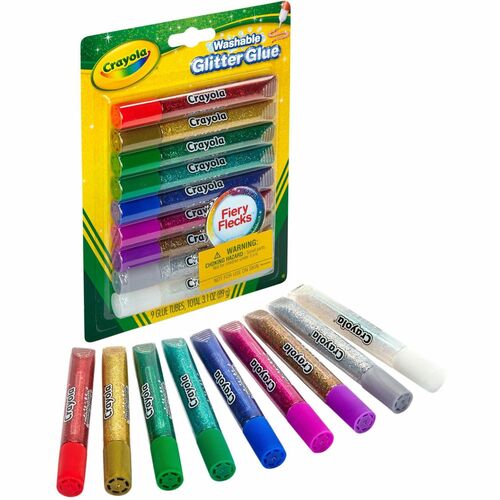 Crayola Glitter Glue, Washable, 9/PK, Assorted