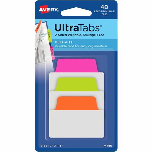 Avery Tabs, Repositionable, 2-Sided, 2"x1-1/2", 48/PK, NE