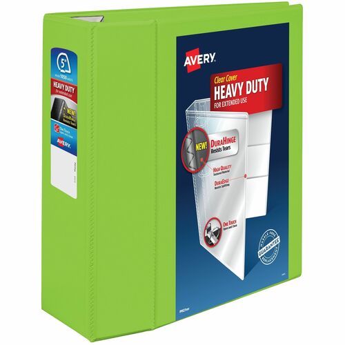 Avery View Binder, DuraHinge, 5" Capacity, 8-1/2"x11, Chartreuse