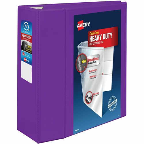 Avery View Binder, DuraHinge, 5" Capacity, 8-1/2"x11", Purple