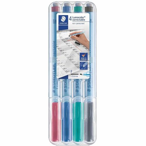 Staedtler Correctable Marker Pen, .6mm, Non-Permanent, 4/ST, Ast