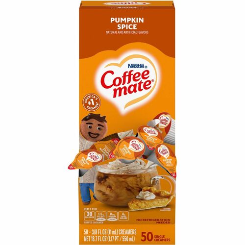 Nestle USA Creamer, Liquid, 0.38oz Singles, 50/BX, Pumpkin Spice