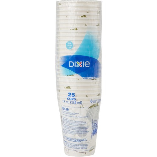 Dixie Foods Hot Cups, Polylined, 12oz, 25/PK, Pathways/White-DXE2342WS