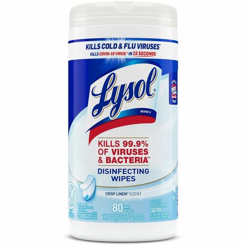Reckitt Benckiser Lysol Disinfecting Wipes, 7'x8", 80 Wipes, Linen Scent, WE