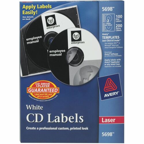 Avery CD Labels, Laser, 100/PK, White