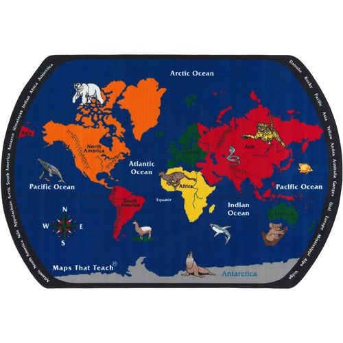 Flagship Carpets, Inc. Maps That Teach Rug, 6'x9', Multi-FCIFE12234A