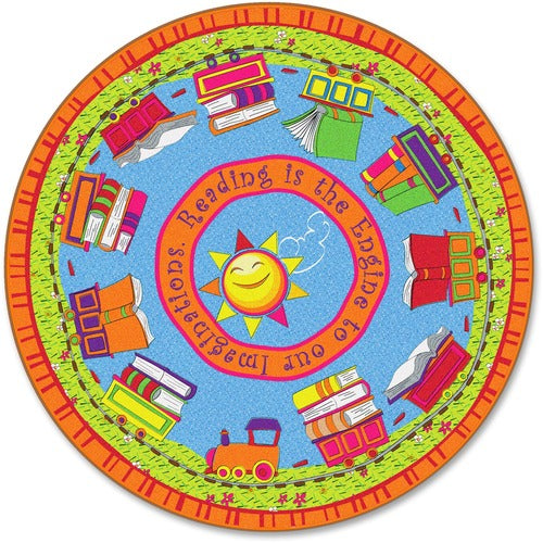 Flagship Carpets, Inc. Reading Is The Engine, 6' Round, Multi-FCIFE17027A