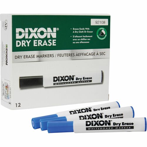 Dixon Ticonderoga Company Dry-Erase Markers, Wedge Tip, 1 DZ, Blue