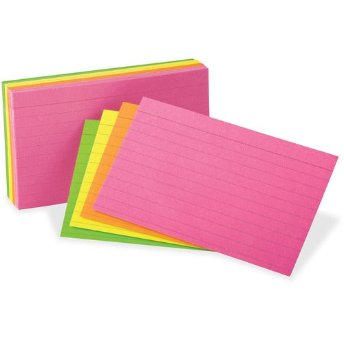 Oxford Ruled Index Cards, 3"x5", 300/PK, Neon AST