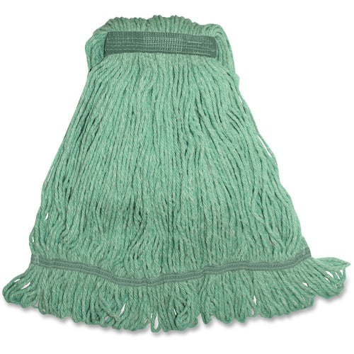Genuine Joe Wet Mop, Narrow Band, Blend, Looped, Medium, 12/CT, Green-GJOMGR1BCT