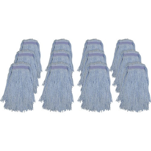 Genuine Joe Blended Colored Yarn Mop, No.24, 12EA/CT, Blue-GJON24B1BCT