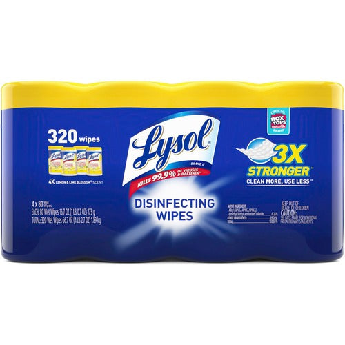 Reckitt Benckiser Disinfecting Wipes, 80/Canister, 4/PK, White