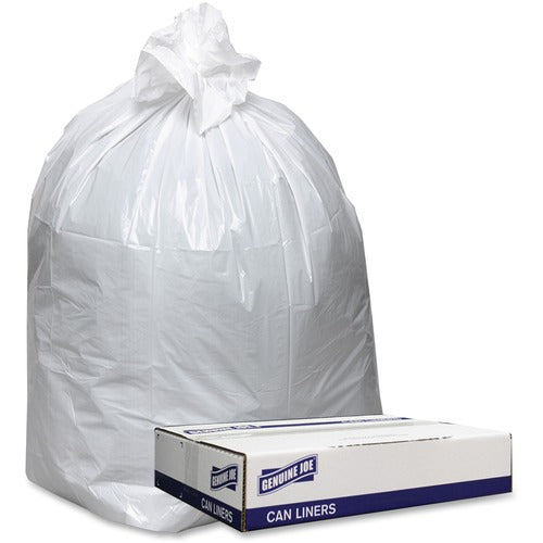 Genuine Joe Can Liners,Hvy-Dty,0.9mil,55-60 Gal,38"x58",100BG/CT,White-GJO3858W