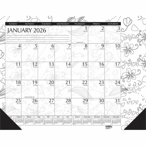 House Of Doolittle Monthly Desk Pad, 1ppm, 12Mth Jan-Dec, 18-1/2"x13", BKWE-HOD1876