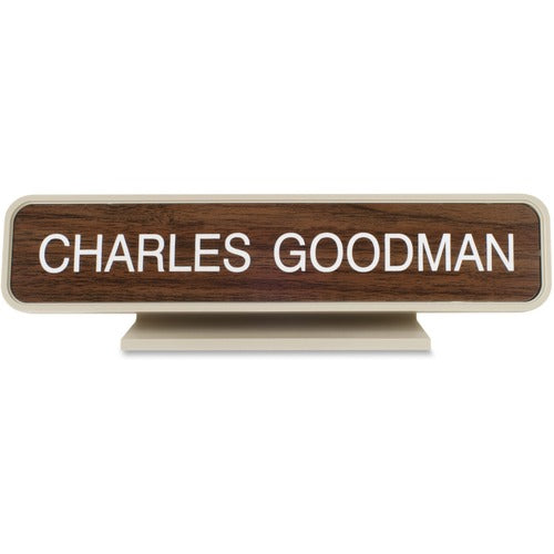 Shachihata Inc Designer Desk Sign, 2"x10", Almond Frame