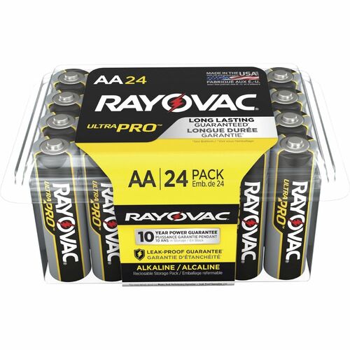 Rayovac Corporation Alkaline Batteries, AA Ultra Pro, 24/PK, 12PK/CT,Black/Red