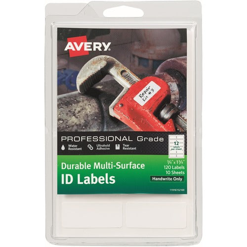Avery Professional-Grade Durable ID Labels, 10Shts, 120/PK, WE