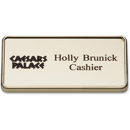 Shachihata Inc Name Badge w/Logo, 1-1/2"x3", Gold Frame