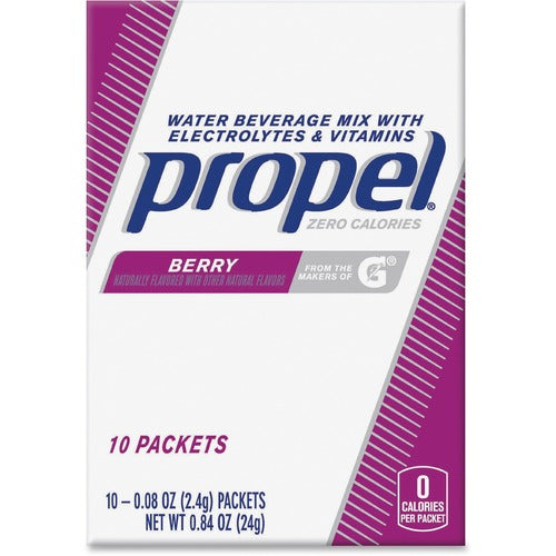 Quaker Foods Propel Powder Packs, .08oz., 10 Packets, 120/CT, Berry/PE