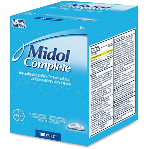 Acme United Corporation Midol Complete, Acetaminophen, 100/BX, Blue