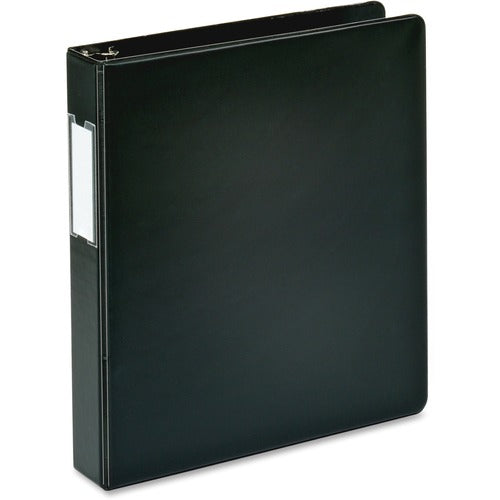 Business Source Binder w/Label Holder, Slanted D-Ring, 1-1/2" Cap, Black