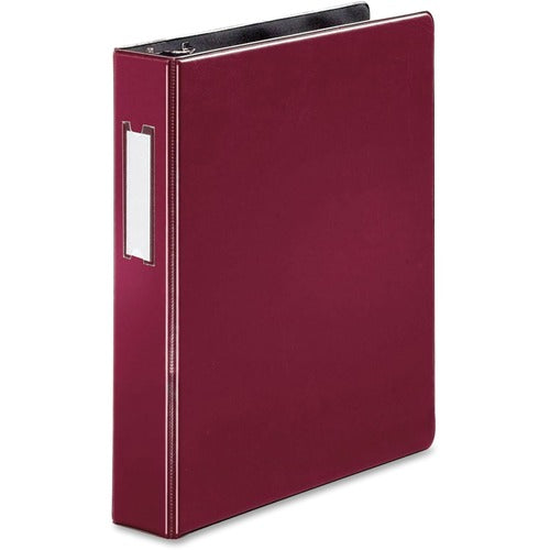 Business Source Binder w/Label Holder, Slanted D-Ring, 1-1/2" Cap, Burgundy