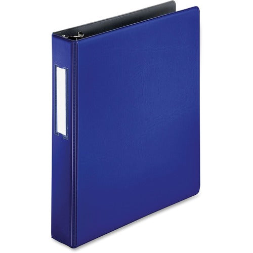 Business Source Binder w/Label Holder, Slanted D-Ring, 1-1/2" Cap, Blue