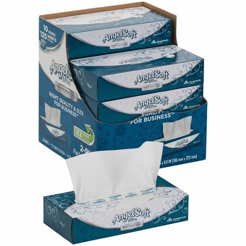 Georgia-Pacific Angel Soft Facial Tissue, 2-Ply, 125Shts, 10BX/CT, WE-GPC4836014