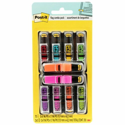 3M Post-It Message Flags Value-Pak, Sign Here, 240/PK, MI