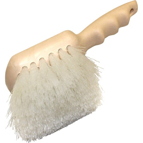 Genuine Joe Utility Brush, w/Eyelet, Nylon, 9" Handle, White-GJO98215