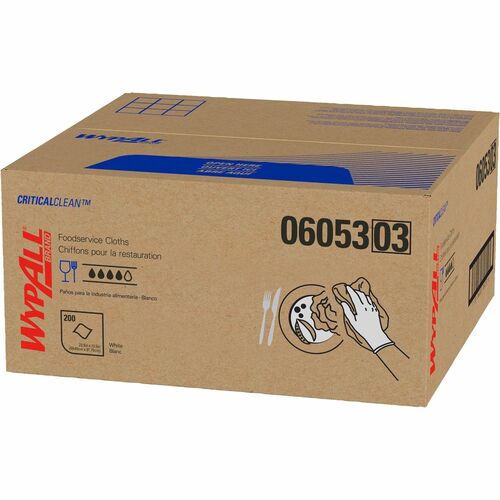 Kimberly-Clark Professional Wypall X50 Foodservice Towels, 200Shts/CT, White