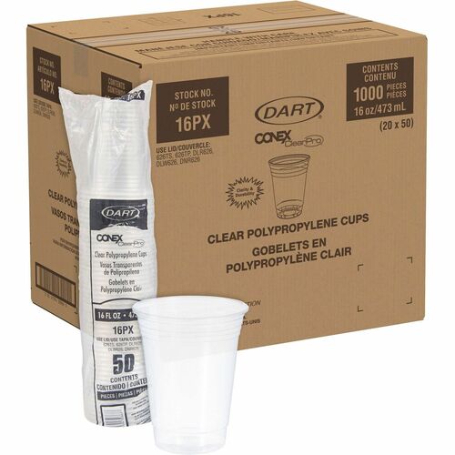 Solo Cup Company Cold Cup, Plastic, ClearProl, 16oz, 1000/CT, Clear