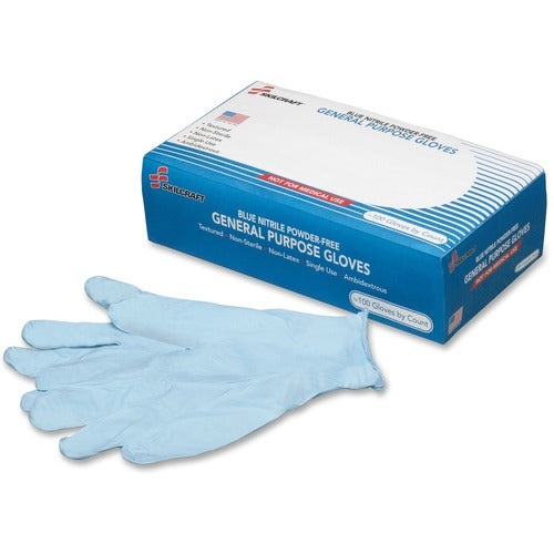 SKILCRAFT Nitrile Gloves, 4Mil, Medium, 100/BX, Blue