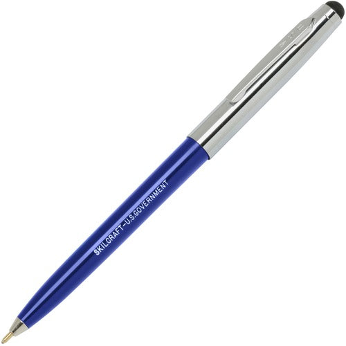 SKILCRAFT Stylus w/Ballpoint Pen,Medium Point,0.7mm,Blue Ink/Barrel