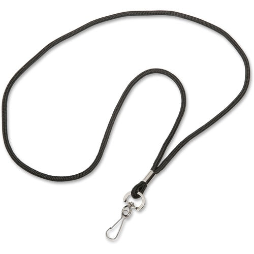 SKILCRAFT Cord Neck Lanyards, w/Plastic J Hook, 1 Dozen, BK