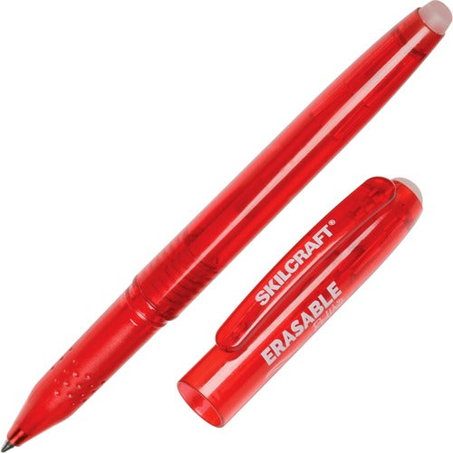 SKILCRAFT Gel Stick Pen, Erasable, Medium Pt., 1 Dozen, RD