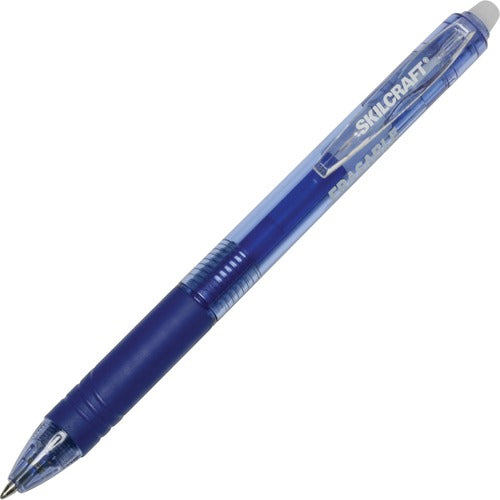 SKILCRAFT Gel Stick Pen, Erasable, 0.7mm, Transparent Barrel, BE