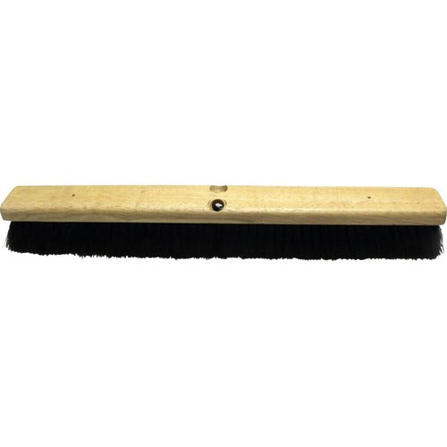 Genuine Joe Push Broom, Tampico/Hardwood, 24", Black/Brown-GJO99655