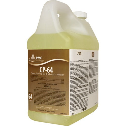 Rochester Midland Corporation Disinfectant Cleaner, CP-64, Lemon Scent, 1/2Gal, 4/CT, YW