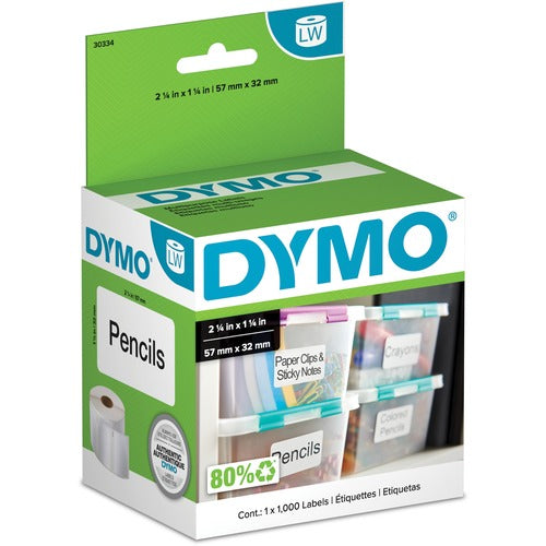 Dymo Labels,Multipurpose,Self-adhesive,2-1/4"x1-1/4",1000/RL,WE-DYM30334