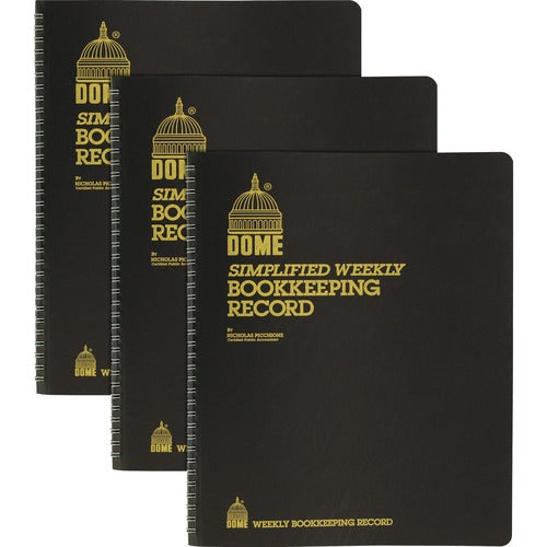 Dome Publishing Co Inc Bookkeeping Record Books,Monthly,Undated, 9"x11",3/BD,Beige-DOM600BD