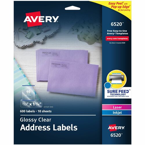 Avery Mailing Labels, Ret Address, 2/3"x1-3/4", 600/PK, Glossy CL