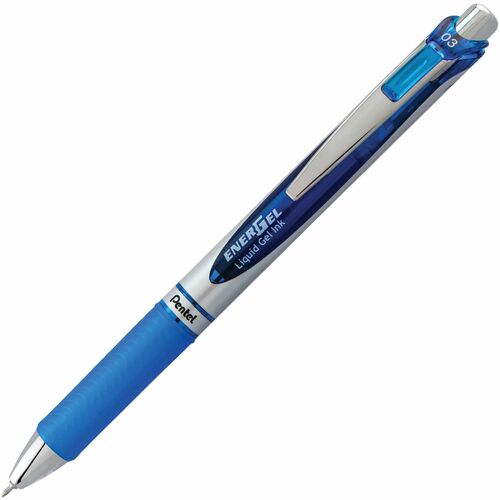 Pentel Retractable Liquid Gel Pen, Fast-Drying, 0.3mm Tip, Blue