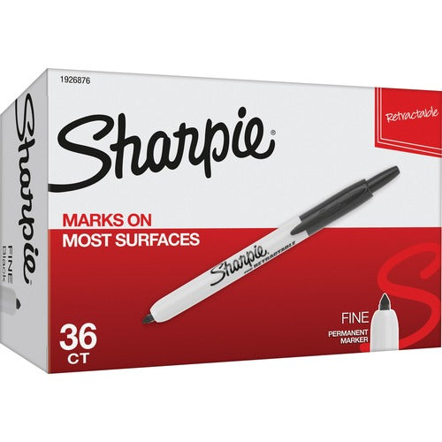 Newell Brands Markers, Permanent, Retractable, Fine Point, 36/BX, AST