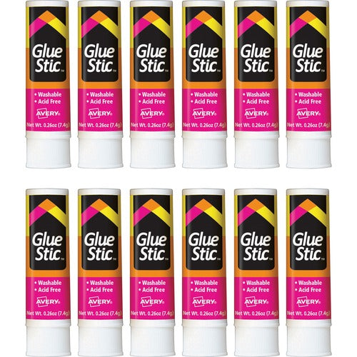 Avery Glue Stic, Permanent, Washable, 0.26 oz., 12/BX, Clear
