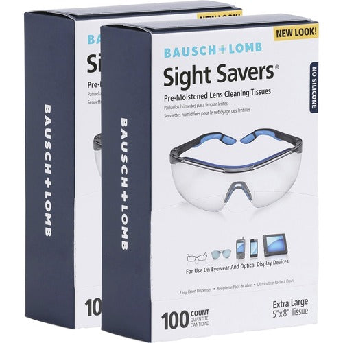 Bausch + Lomb Inc Lens Cleaning Tissues, Pre-Moistened, 5"x8", 100/BX,2BX/BD