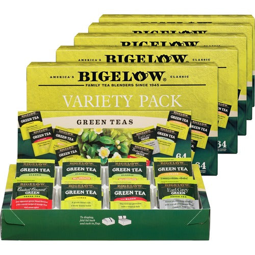 Bigelow Green Tea Tray, 8 AST Flavors, 64/BX, 6BX/CT