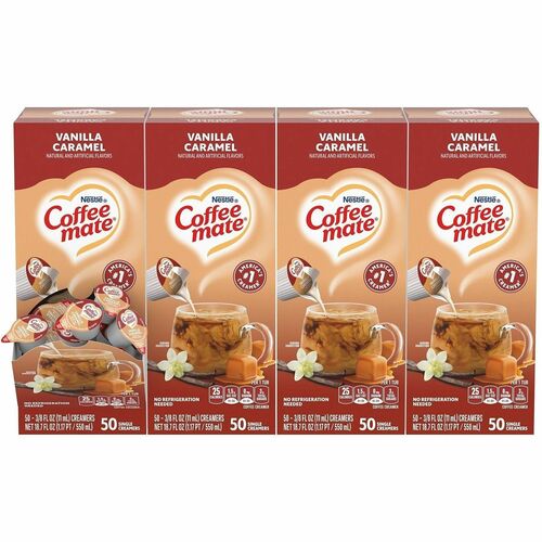Nestle USA Creamer, Liquid, Vanilla Caramel, 0.38oz Singles, 200/CT, WE