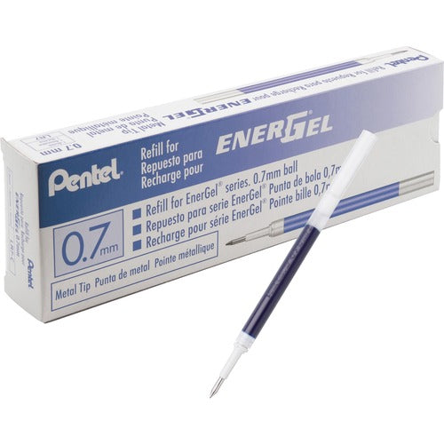 Pentel Gel Pen Refills, f/EnerGel, 0.7mm, Fine, 12/BX, Blue Ink