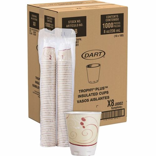 Solo Cup Company Hot/Cold Drink Cups, Trophy Symphony, 8oz, 1000/CT, Beige